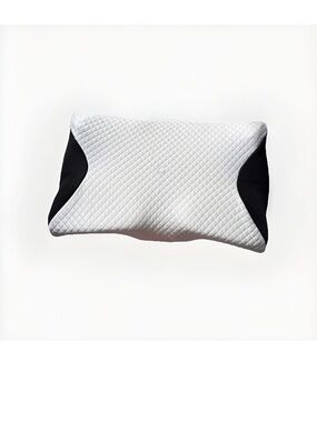 Contour Quilted Memory Foam Pillow in White with Black Accents